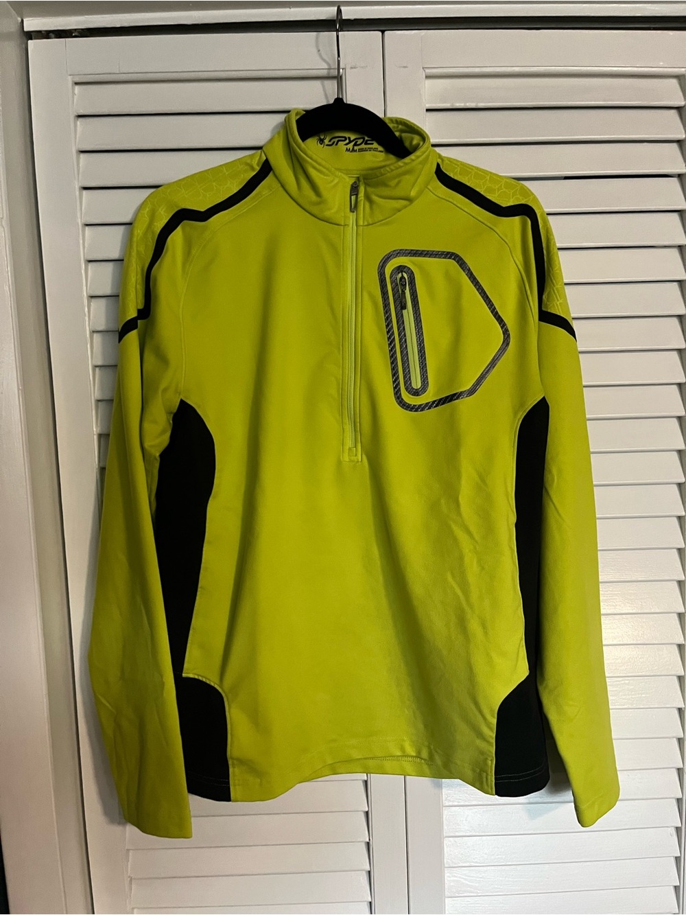 Spyder Men's Neon Yellow and Black Quarter-Zip Performance Pullover
